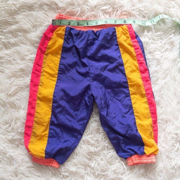 Baby Girls Wind Breaker Track Suit Pants in Neon Pink Mustard Yellow and Purple - Picture 2 of 5
